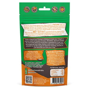 All All Barks Farmer's Nibbles 雞肉白魚粒粒狗小食 100g 100g 背面圖