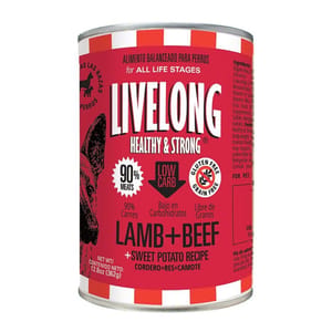 LIVELONG LIVELONG 狗罐頭 無穀物羊肉+牛肉+甜薯 362g 362g 正面圖