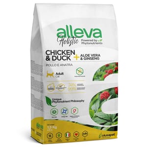 alleva alleva 草本呵護完整配方貓乾糧 成貓 雞鴨 1.5kg 5kg  正面圖