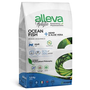 alleva alleva 草本呵護完整配方貓乾糧 成貓 海魚 1.5kg 5kg 正面圖
