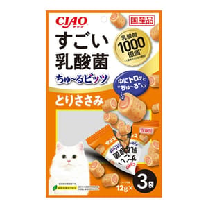 CIAO CIAO 貓零食 日本2000億個乳酸菌軟心零食粒 雞肉味 12g 3袋入 12g 正面圖