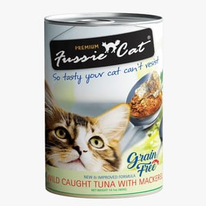 Fussie Fussie Cat 貓罐頭 無穀物野生吞拿魚+鯖魚 400g 400g  正面圖
