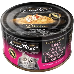 Fussie Fussie Cat 貓罐頭 肉汁主食罐 極品吞拿魚 + 海魚 Tuna with Ocean Fish Formula in Gravy 80g 80g  正面圖