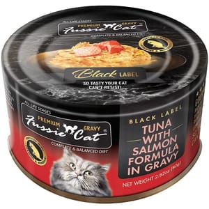 Fussie Fussie Cat 貓罐頭 肉汁主食罐 極品吞拿魚 + 三文魚 Tuna with Salmon Formula in Gravy 80g 80g  正面圖