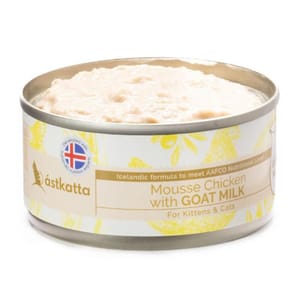 Astkatta Astkatta 冰島罐 貓罐頭 羊奶罐系列 雞肉羊奶慕絲 80g 80g 正面圖