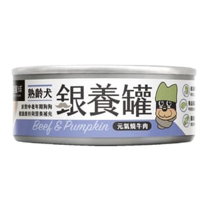 汪喵星球 汪喵星球 狗罐頭 DogCatStar 銀養罐 熟齡犬95%低鈉無膠主食罐 元氣燒牛肉 80g 80g 正面圖