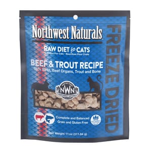 Northwest Northwest Naturals 無穀物凍乾脫水貓糧 牛肉+鱒魚 11oz 311g 11oz  正面圖
