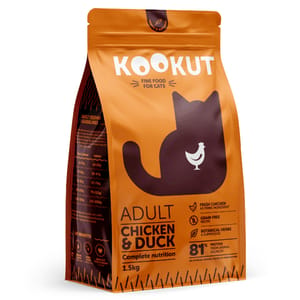 KOOKUT KOOKUT 天然無穀物成貓糧 雞肉鴨肉 1.5kg 5kg  正面圖