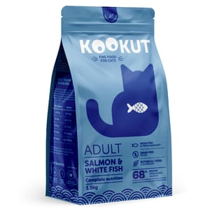 KOOKUT KOOKUT 天然無穀物成貓糧 三文魚白魚 1.5kg 5kg 正面圖