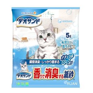 Unicharm Unicharm 日本消臭結團 紙貓砂 沐浴香 5L 5L 正面圖