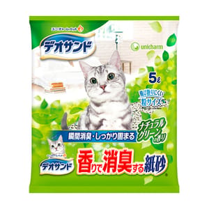 Unicharm Unicharm 日本消臭結團 紙貓砂 庭園香 5L 5L 正面圖