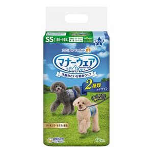 Unicharm Unicharm 公⽝⽤禮儀褲-SS-碼 2.5-4kg 30-35cm 48片 4kg  正面圖