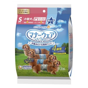 Unicharm Unicharm 公⽝⽤禮儀褲-S-碼 3.5-6kg 35-40cm 4片 6kg  正面圖