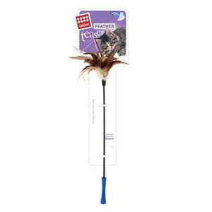 GiGwi GiGwi Feather Teaser魔⼒貓棒 咖羽毛/藍羽毛   正面圖