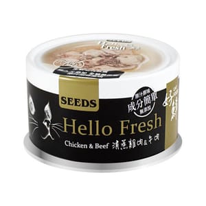 SEEDS SEEDS 貓罐頭 Hello Fresh好鮮燉湯 清蒸牛肉+雞肉 80g 80g 正面圖