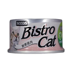 SEEDS SEEDS 貓罐頭 Bistro機能鮪魚銀罐 鮮嫩雞⾁+維他命B群 80g 80g  正面圖