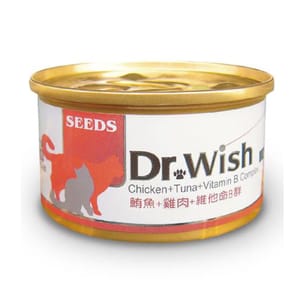 SEEDS SEEDS 貓罐頭 Dr Wish營養慕絲 雞⾁+鮪⿂+維他命B群 85g 85g  正面圖