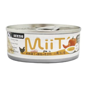 SEEDS SEEDS 狗罐頭 MiiT雞丁機能湯罐 鮮嫩雞丁南⽠湯佐雞絲奇亞籽 80g 80g  正面圖