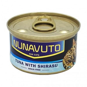 NUNAVUTO NUNAVUTO 無穀物貓罐 吞拿魚伴白飯魚 80g 80g  正面圖