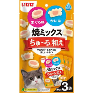 CIAO CIAO 貓零食 日本軟心零食粒 金槍魚味和螃蟹味 10g x 3 袋 10g 正面圖
