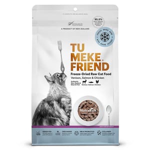 TU TU MEKE FRIEND 貓糧 超級食品風乾貓糧 鹿⾁三⽂⿂雞⾁ 280g 280g 正面圖