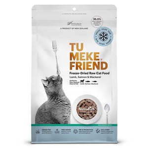 TU TU MEKE FRIEND 貓糧 超級食品風乾貓糧 羊⾁三⽂⿂鯖⿂ 280g 280g 正面圖
