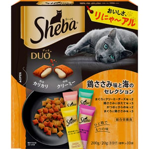 Sheba Sheba Duo 貓零食 日本貓貓夾心酥 精選雞柳及海鮮味 20g 10袋入 20g  正面圖