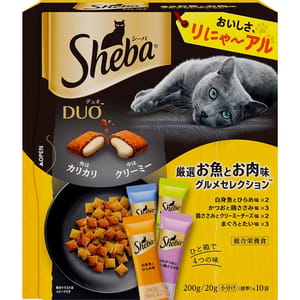 Sheba Sheba Duo 貓零食 日本貓貓夾心酥 魚肉+雞肉風味 20g 10袋入 20g  正面圖