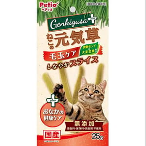 Petio Petio 日本產 貓零食 去毛球腸胃健康護理貓草切片 25g 25g 正面圖
