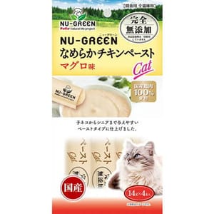 Petio Petio NU-GREEN 日本產 貓零食 無添加肉醬 雞肉+吞拿魚味 14g 4本入 14g  正面圖