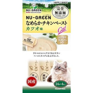 Petio Petio NU-GREEN 日本產 貓零食 無添加肉醬 雞肉+鰹魚味 14g 4本入 14g  正面圖