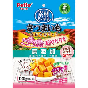 Petio Petio 狗零食 天然原味 無添加超柔軟香甜高纖一口甘薯粒粒 120g 120g 正面圖