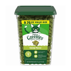 Greenies Greenies Feline貓齒靈 貓零食 貓貓潔齒餅 珍寶桶 貓草味 9.75oz 75oz  正面圖