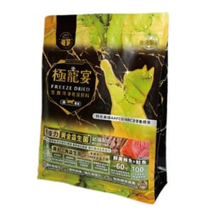 極寵宴 極寵宴 貓糧 生食凍乾飼料 免疫力黃金益生菌 幼貓配方 鮪魚+鮭魚 500g 500g  正面圖