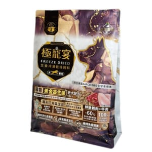 極寵宴 極寵宴 狗糧 生食凍乾飼料 腸胃黃金益生菌老犬配方 雞肉+牛肉 500g 500g 正面圖