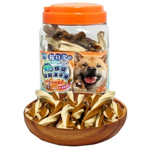 每日潔 每日潔 雙色螺旋保健潔牙骨 桶裝 皮膚養護 羊肉+雞肉 300g 300g  正面圖