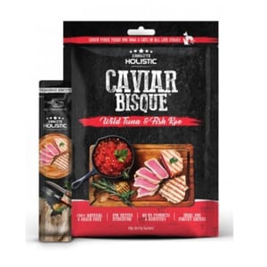 Absolute Absolute Holistic 貓狗小食 無穀物濃湯肉泥 吞拿魚+飛魚子 5支裝 60g 60g  正面圖