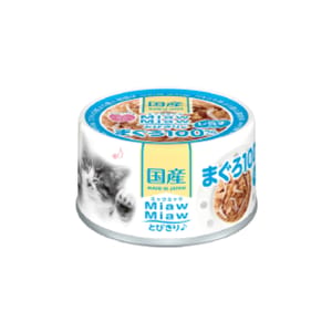 AIXIA AIXIA 愛喜雅 MiawMiaw 日本產貓罐頭 鮪魚+吻仔魚味 60g 60g 正面圖