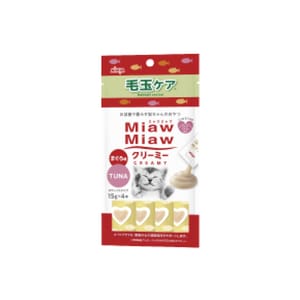 AIXIA AIXIA 愛喜雅 MiawMiaw 貓零食 肉泥餐包 化毛配方 鮪魚味 15g x 4條裝 15g  正面圖