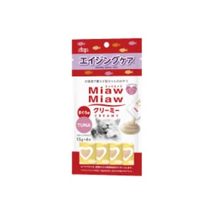 AIXIA AIXIA 愛喜雅 MiawMiaw 貓零食 肉泥餐包 老貓配方 鮪魚味 15g x 4條裝 15g 正面圖
