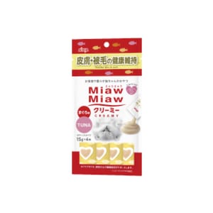 AIXIA AIXIA 愛喜雅 MiawMiaw 貓零食 肉泥餐包 皮膚護理配方 鮪魚味 15g x 4條裝 15g  正面圖
