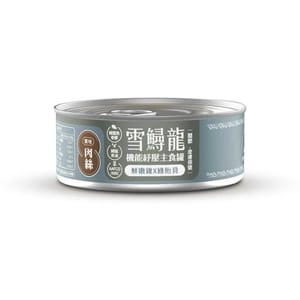 ⽑爪村 ⽑爪村 雪鱘龍機能紓壓 主食貓罐頭 肉絲系列 鮮嫩雞+綠貽⾙ 80g 80g  正面圖