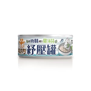 ⽑爪村 ⽑爪村 貓薄荷紓壓 主食貓罐頭 ⾁絲系列 鮪⿂雞 80g 80g 正面圖