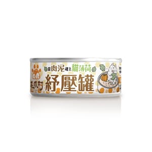 ⽑爪村 ⽑爪村 貓薄荷紓壓 主食貓罐頭 ⾁泥系列 南瓜雞 80g 80g 正面圖