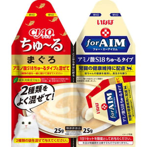 CIAO CIAO 貓零食 forAIM 雙系列混装 肉泥餐包 金槍魚味 25g×2 25g 正面圖