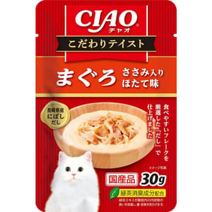CIAO CIAO 貓零食 特製濕糧包 扇貝金槍魚片味 30g 30g 正面圖
