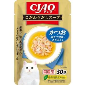 CIAO CIAO 貓零食 特製高湯袋 鰹魚片扇貝雞柳味 30g 30g 正面圖