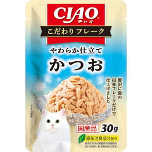 CIAO CIAO 貓濕糧 日本 INABA こだわりフレーク 鰹魚味 30g 30g 正面圖