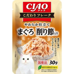 CIAO CIAO 貓濕糧 日本 INABA こだわりフレーク 金槍魚 鰹魚乾片味 30g 30g  正面圖