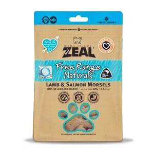 ZEAL ZEAL 狗糧 紐西蘭無榖物脫水凍乾 羊+三文魚肉 100g 100g 正面圖